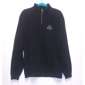 Divots pullover 1/4 Zip Sz  L Black knit LS Huntington Hills Golf Polo sweater